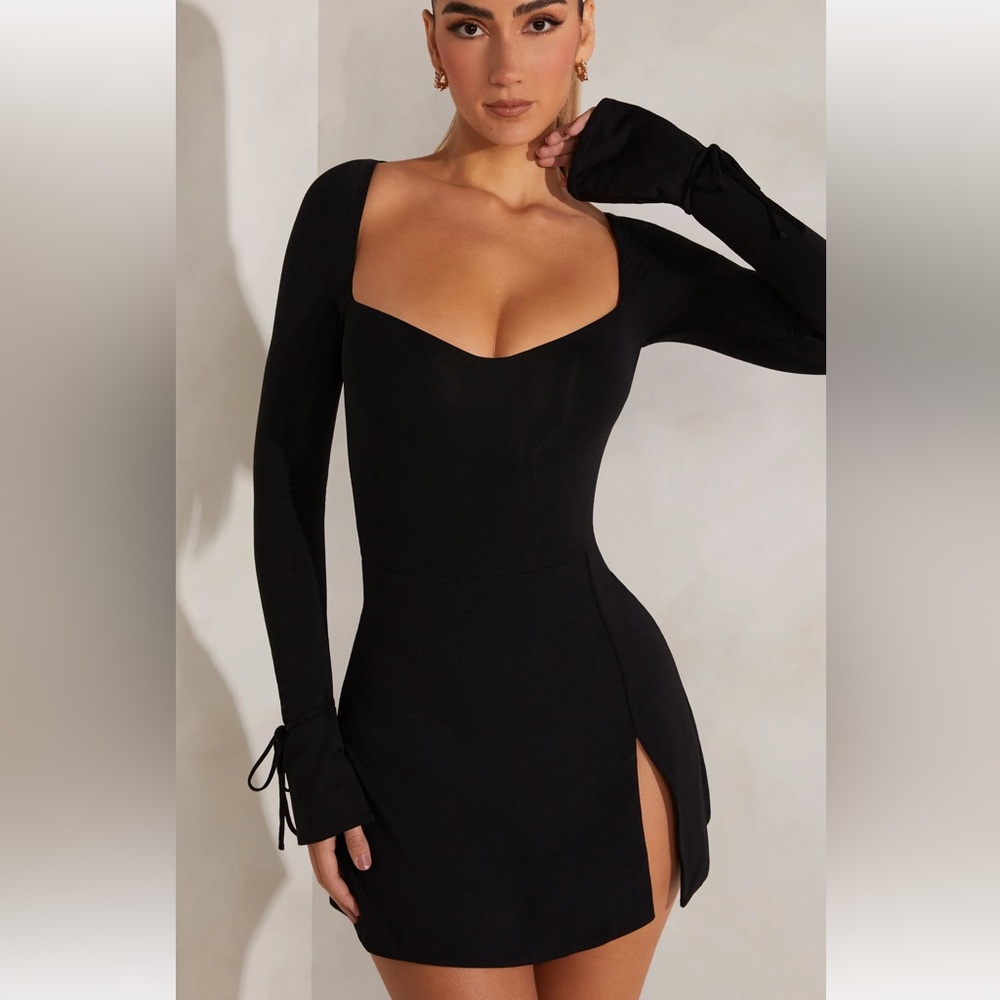 Oh Polly Elegant Black Long Sleeve Dress